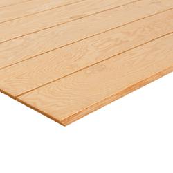 T1-11, 4-in OC Siding, 5/8 in x 4 ft x 8 ft - Southern Pine, Shiplap Edges, Rough Sawn Siding