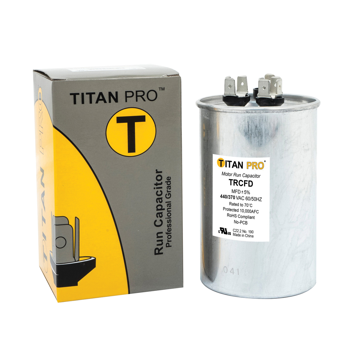 Motor Run Capacitor, Titan Pro, 45/5 uF, 440/370 V, Standard Blade Terminal - 2