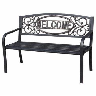 Four Seasons Courtyard IP-D1812BK-2 Welcome Park Bench, 50.39 in W, 24.02 in D, 33.86 in H, 500 lb Seating