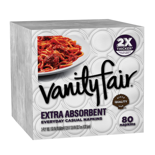 VANITY FAIR 35236 Extra Absorbent Napkin, 6.38 in L, 6.38 in W, 2-Ply, Paper - 3