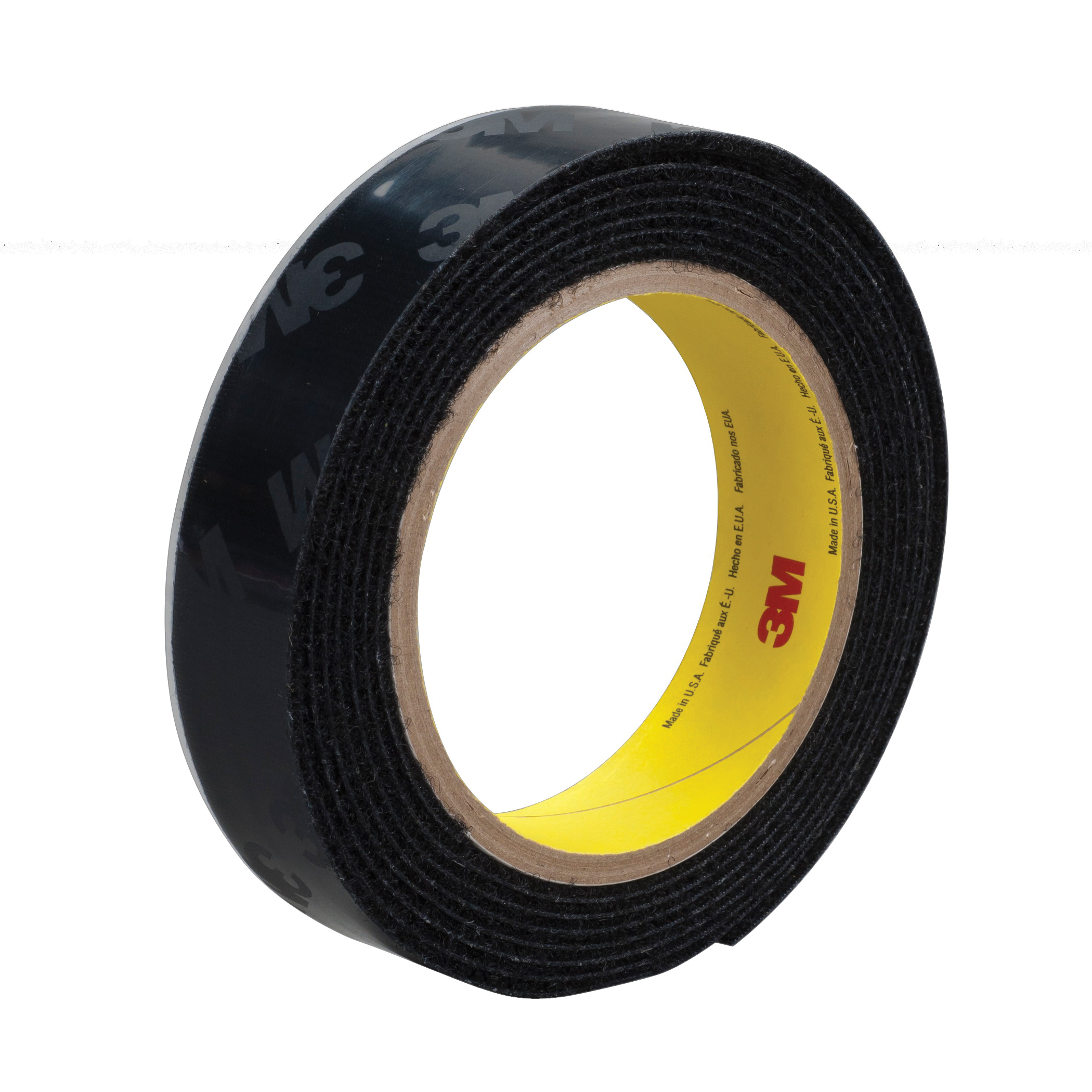 3M™ 021200-65613 General Performance Reclosable Hook Fastener Tape, 50 yd L x 1 in W, 0.15 in THK Engaged, High Tack Rubber Adhesive, Woven Nylon Backing, Black