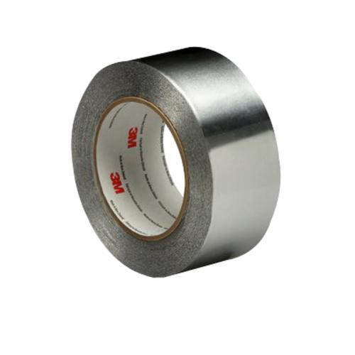 3M™ 021200-38395 Foil Tape, 36 yd L x 2 in W, 15 mil THK, Polycoated Paper Liner, Viscoelastic Polymer Adhesive, Aluminum Foil Backing, Silver