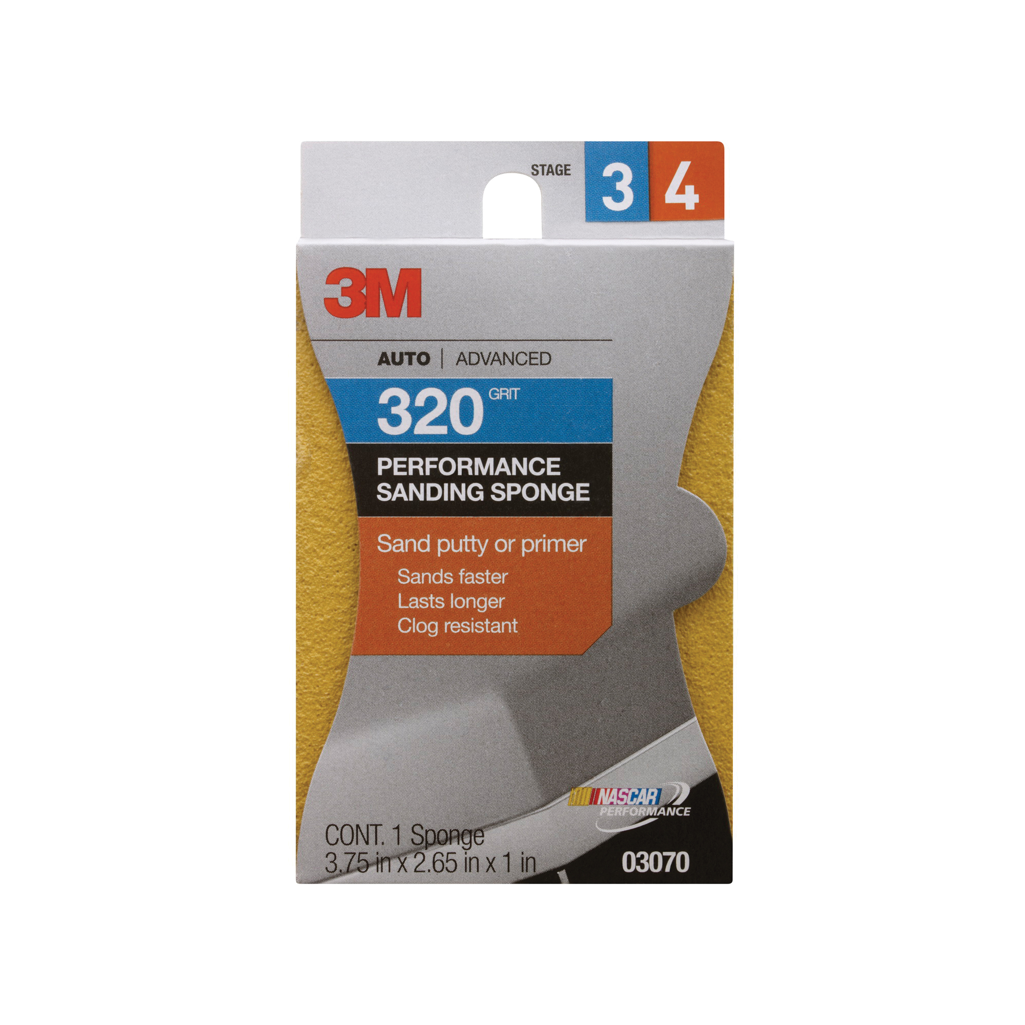 3M™ 051131-02604 Softback Sanding Sponge, 5-1/2 in L x 4-1/2 in W x 3/16 in THK, 320/400 Grit, Fine Grade