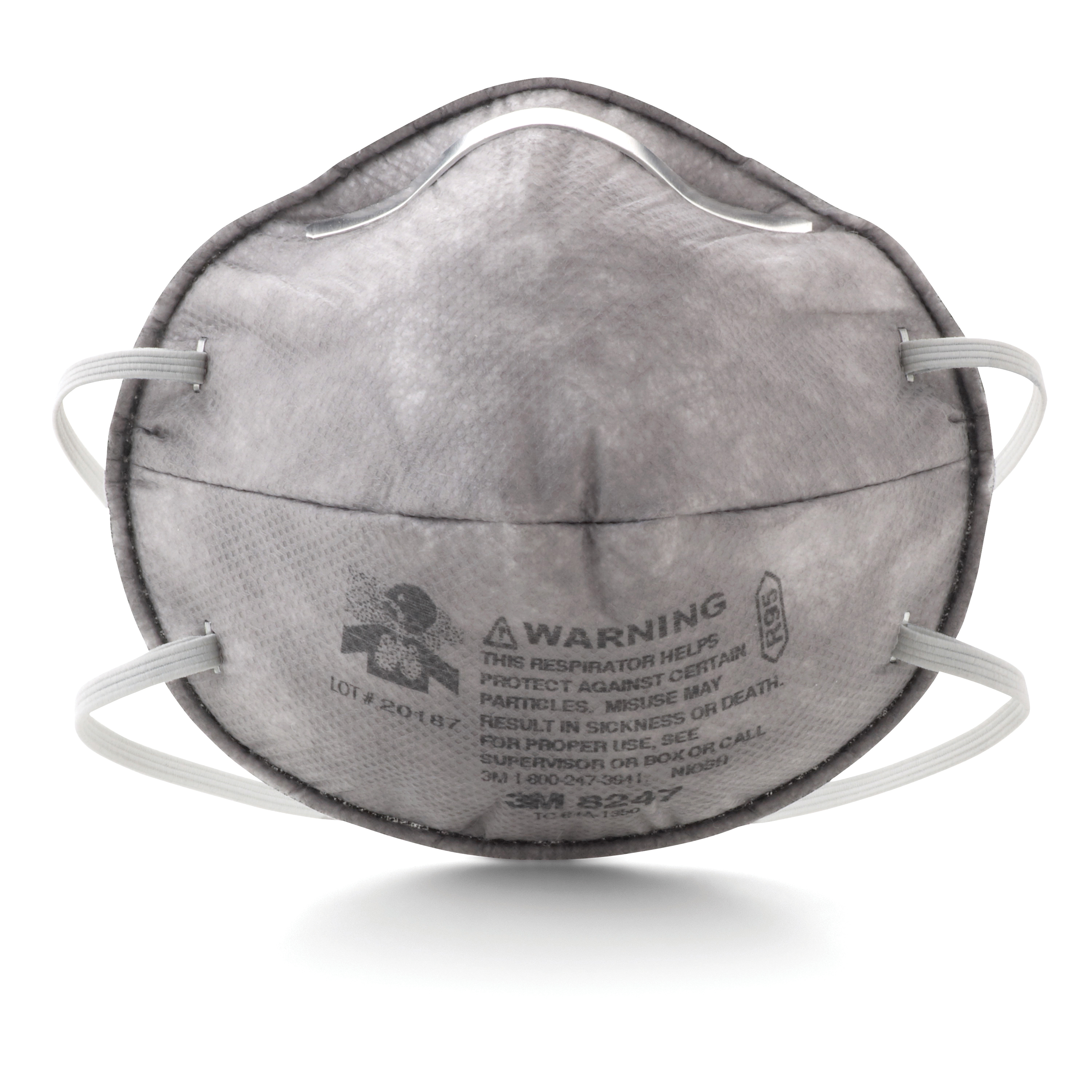3M™ 051138-54343 8511 Cup Style Disposable Particulate Respirator With Cool Flow™ Exhalation Valve and Adjustable M-Nose Clip, Standard, Resists: Airborne Biological Particles, Certain Oil, Non-Oil Based Particles, Dust and other Particles