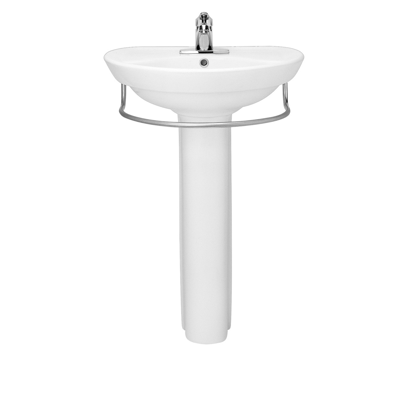 American Standard 0268.100.020 Ravenna™ Bathroom Sink With Rear Overflow, Round, 24-1/2 in W x 20 in D x 34 in H, Pedestal Mount, Vitreous China, White, Import