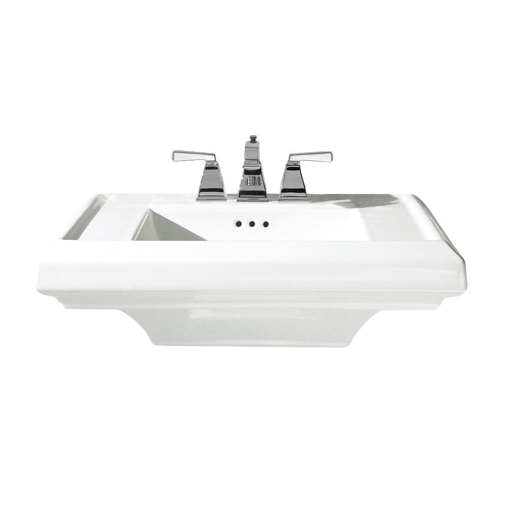 American Standard 0790.004.020 Pedestal Sink Top, Town Square®, 24 in L x 20-1/4 in W x 7-1/2 in H, Squared Sink, 4 in Faucet Hole Spacing, Import