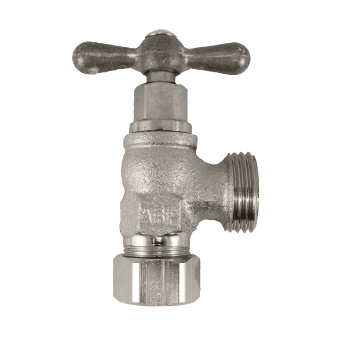 Arrowhead Brass 221CCLF Heavy Pattern Washing Machine Valve, 1/2 x 3/4 in Nominal, Compression x Male Hose End Style, 125 psi Pressure, Red Brass Body