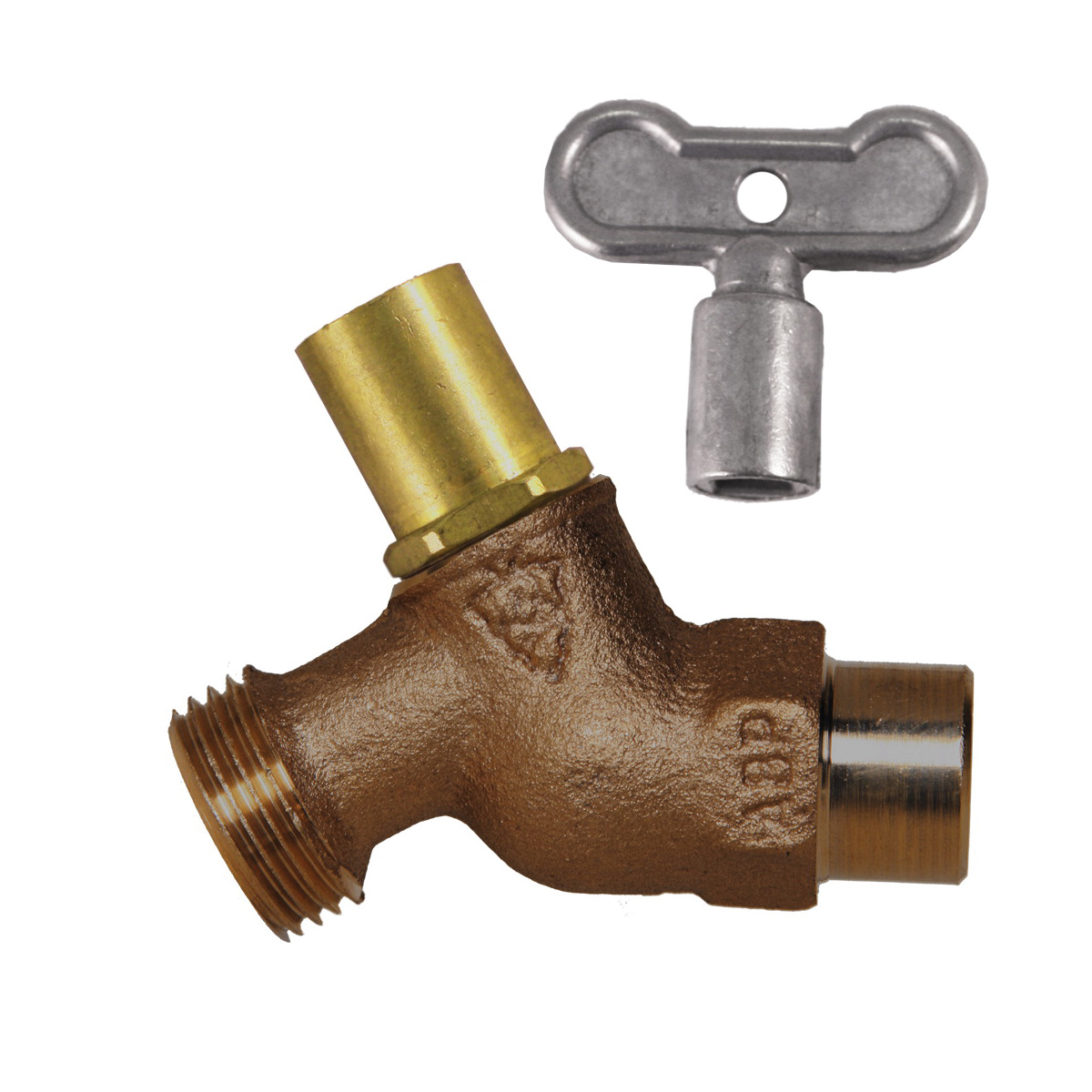 Arrowhead Brass 252LKLF 252LF No-Kink Hose Bib, 1/2 x 3/4 in Nominal, Copper C x Male Hose Thread End Style, Bronze Alloy Body, Loose Key Actuator, Domestic