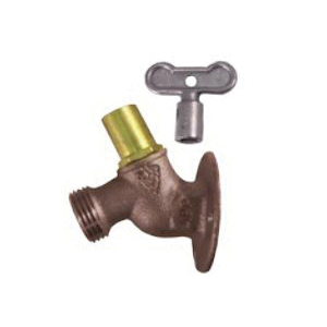 Arrowhead Brass 255LKLF Heavy Duty Solid Flange Sillcock With Loose Key, 1/2 x 3/4 in Nominal, FNPT x Hose End Style, Red Brass Body, T-Handle Actuator