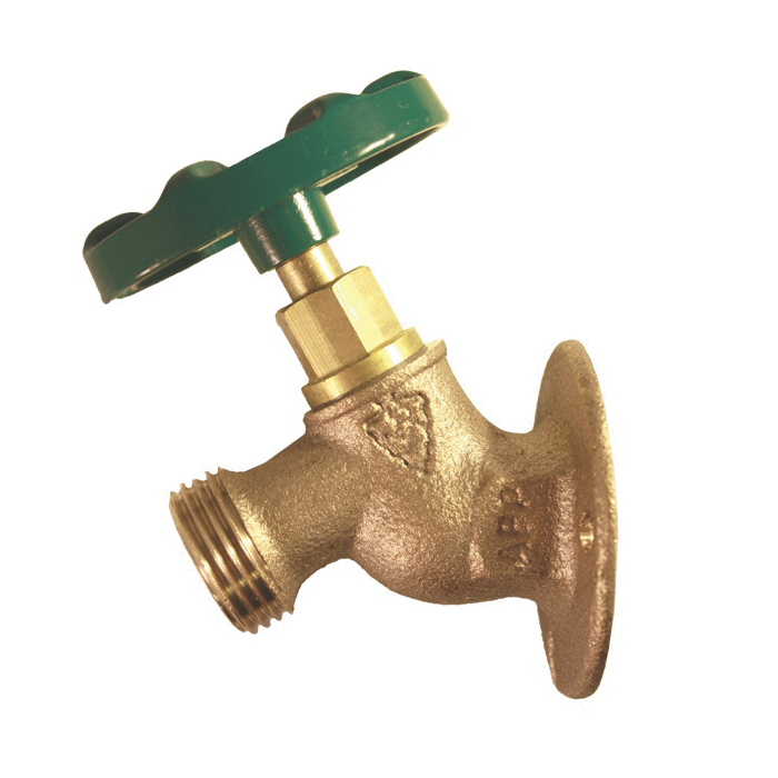 Arrowhead Brass 355LF Heavy Duty Solid Flange Sillcock, 1/2 x 3/4 in Nominal, FNPT x Hose End Style, Red Brass Body, T-Handle Actuator