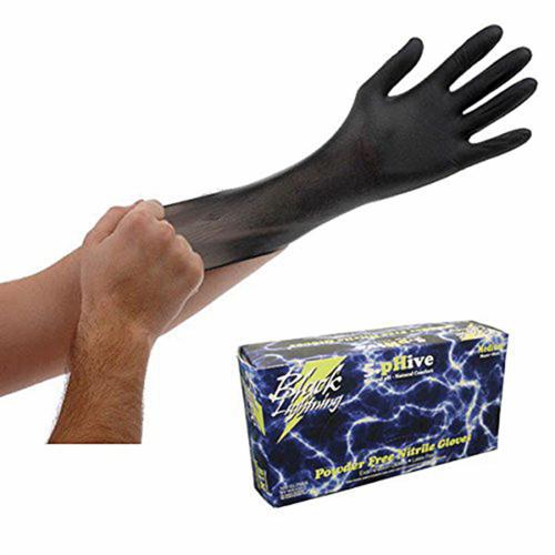 Atlantic Safety BL-XL Disposable Gloves, XL, Nitrile, Black Lightning, Non-Powdered, Ambidextrous Hand