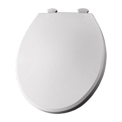 Church® 3EC 000 Toilet Seat With Cover, Round Bowl, Closed Front, Plastic, White, Easy Clean & Change® Hinge, Domestic