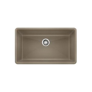 Blanco 441297 Kitchen Sink, PRECIS™ SILGRANIT® II, Rectangular, 30 in L x 17 in W x 9-1/2 in D Bowl, 32 in L x 19 in W, Under Mount, Solid Granite, Truffle