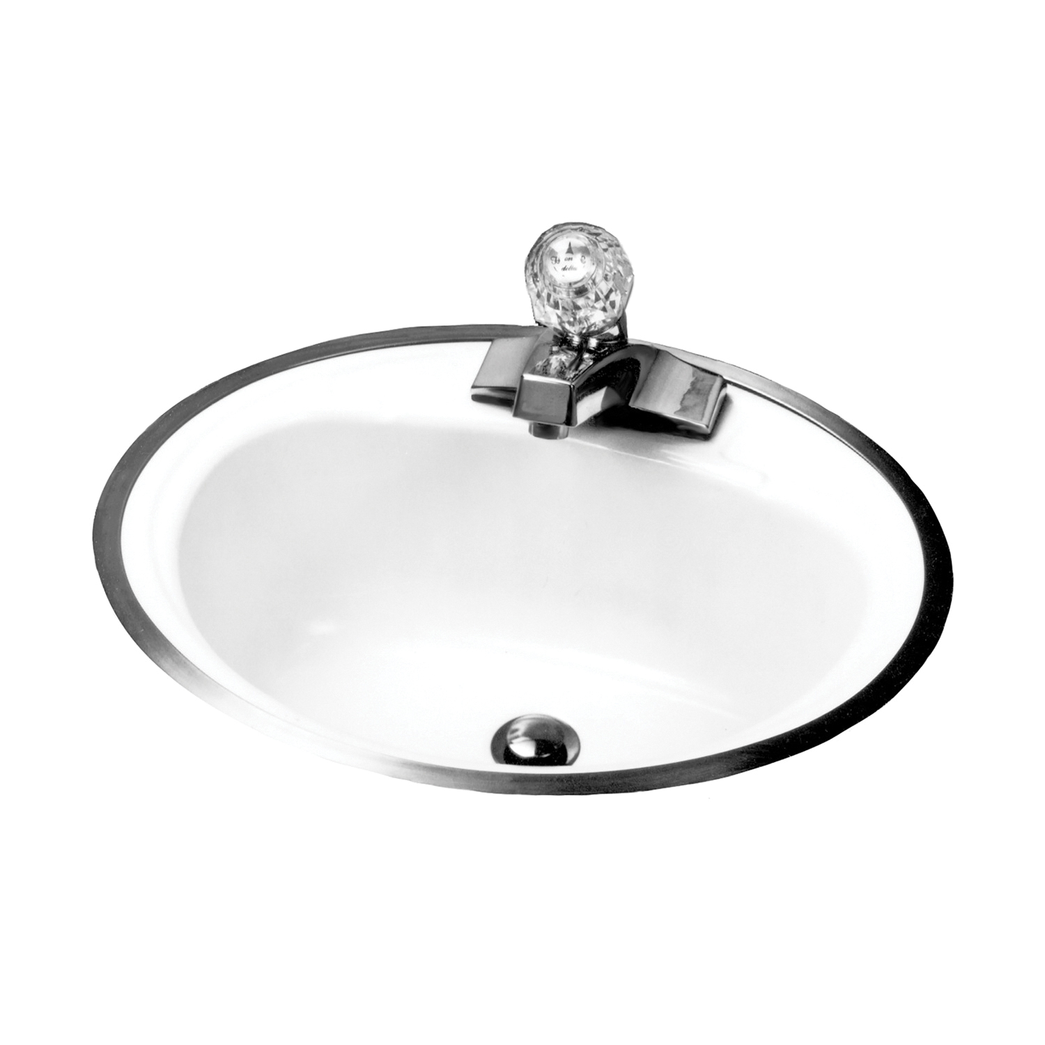 BOOTZ® 021-2440-00 Centerset Punch Lavatory Sink, Daffodil, Oval Shape, 4 in Faucet Hole Spacing, 16 in W x 7-13/16 in H, Flat Surface Mount, Porcelain/Steel, White, Domestic