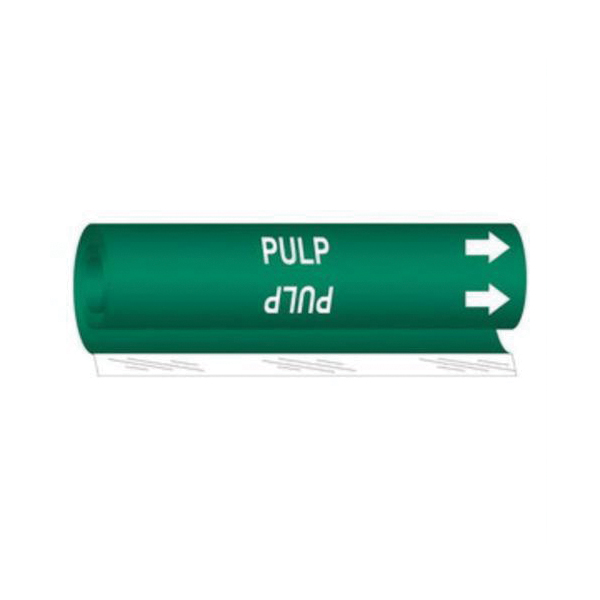 White On Green Pvf Over-Laminated Polyester B-689 Wrap Around Pipe Marker Brady 5847-I High Performance Legend Pulp 