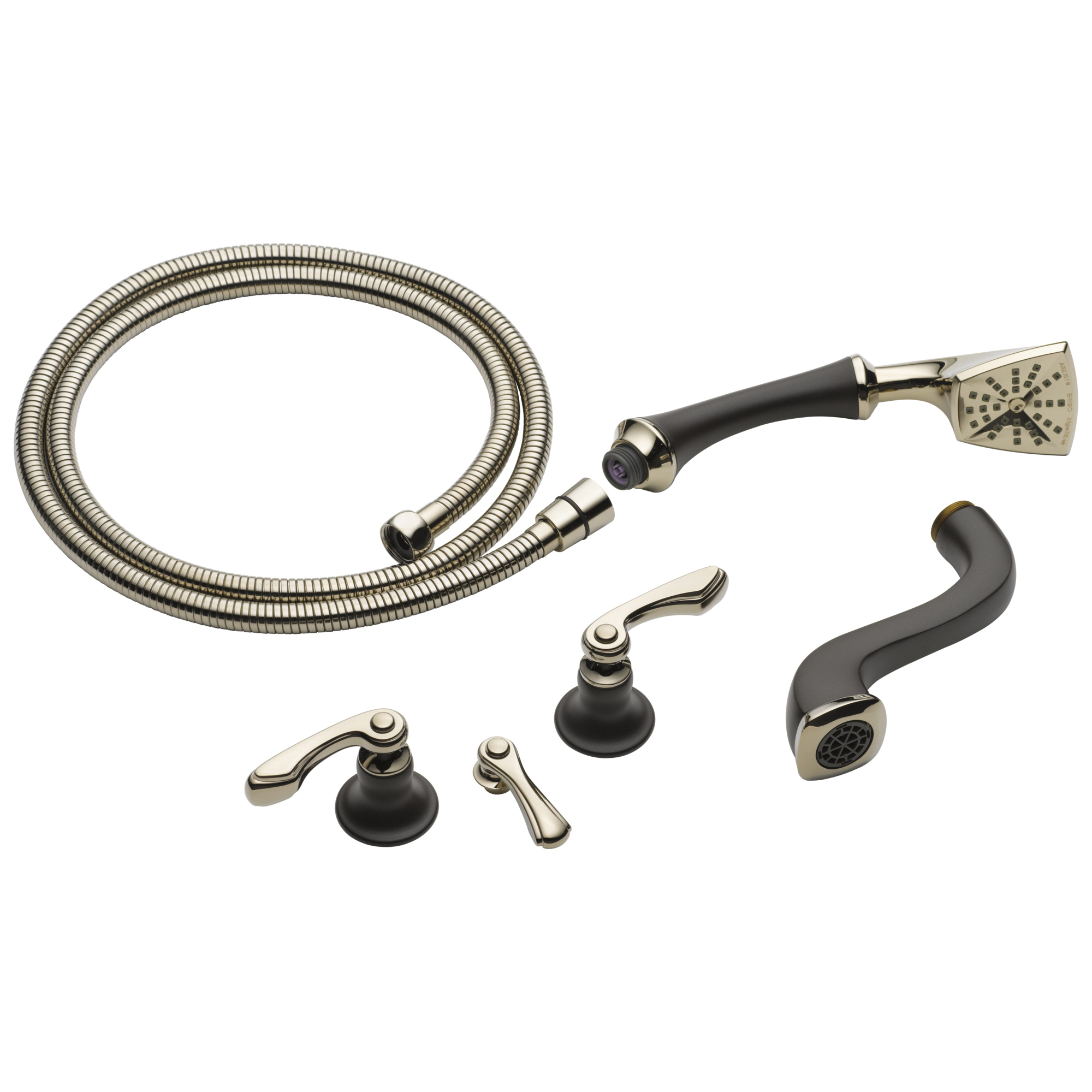 Brizo® T70385-PNCO Tub Filler Trim Kit, Charlotte®, 2 gpm Flow Rate, 8 in Center, Cocoa Bronze/Polished Nickel, 2 Handles, Domestic