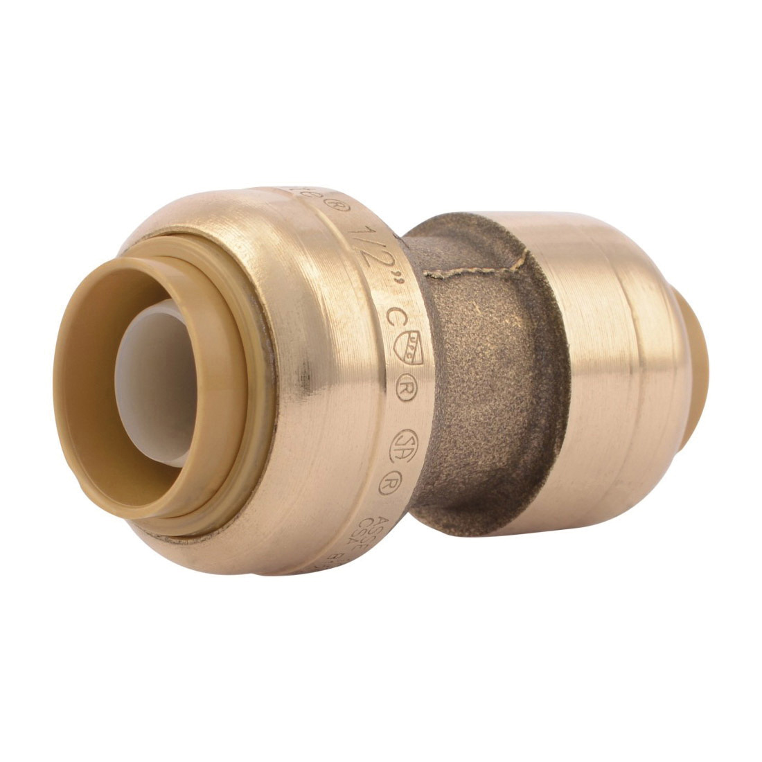Sharkbite® U009LF Pipe Reducing Coupling, 3/8 x 1/2 in Nominal, Push-Fit End Style, Brass, Import