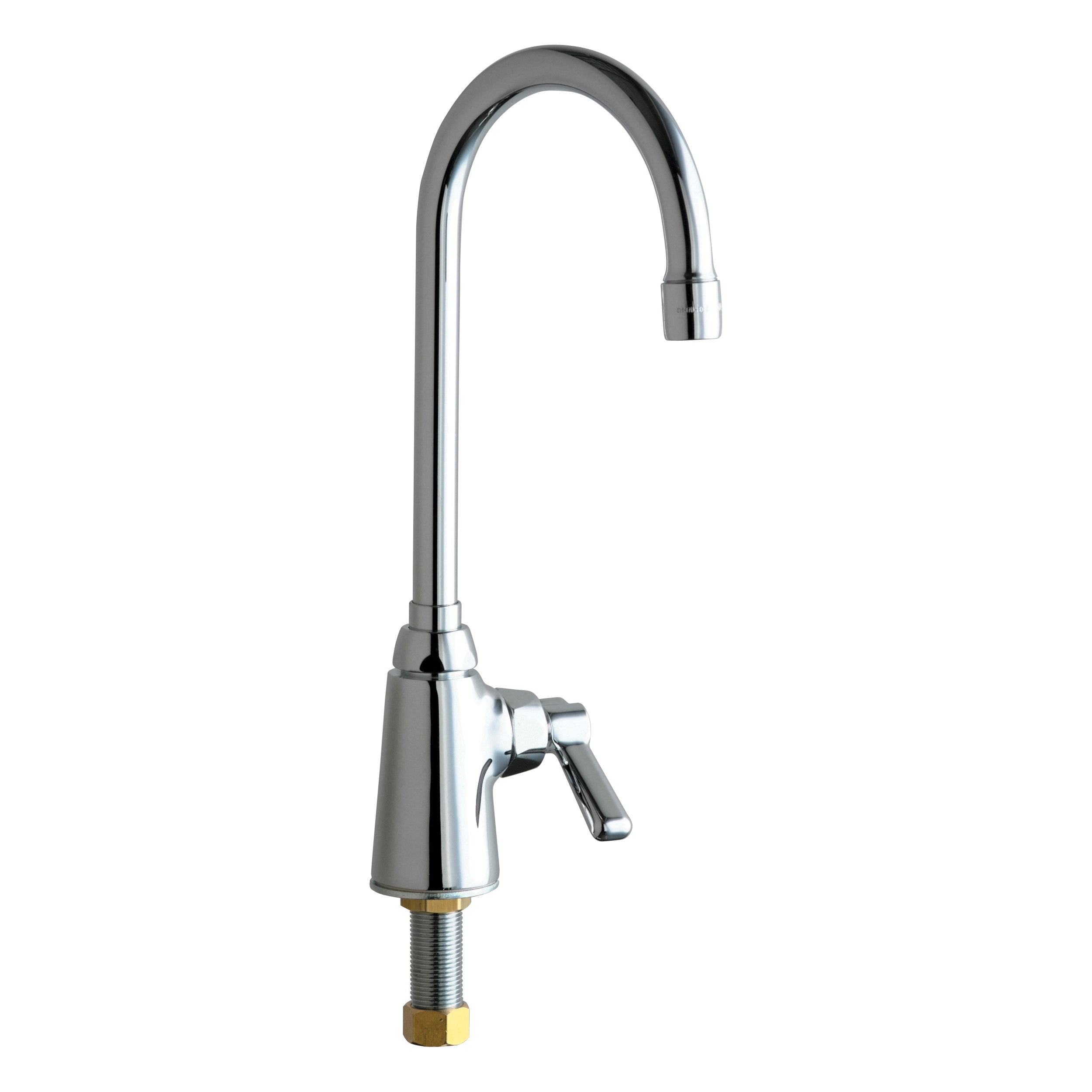 Chicago Faucet® 350-E35ABCP Single Supply Sink Faucet, Commercial, 1.5 gpm Flow Rate, Gooseneck Swivel Rigid Spout, Polished Chrome, 1 Handles