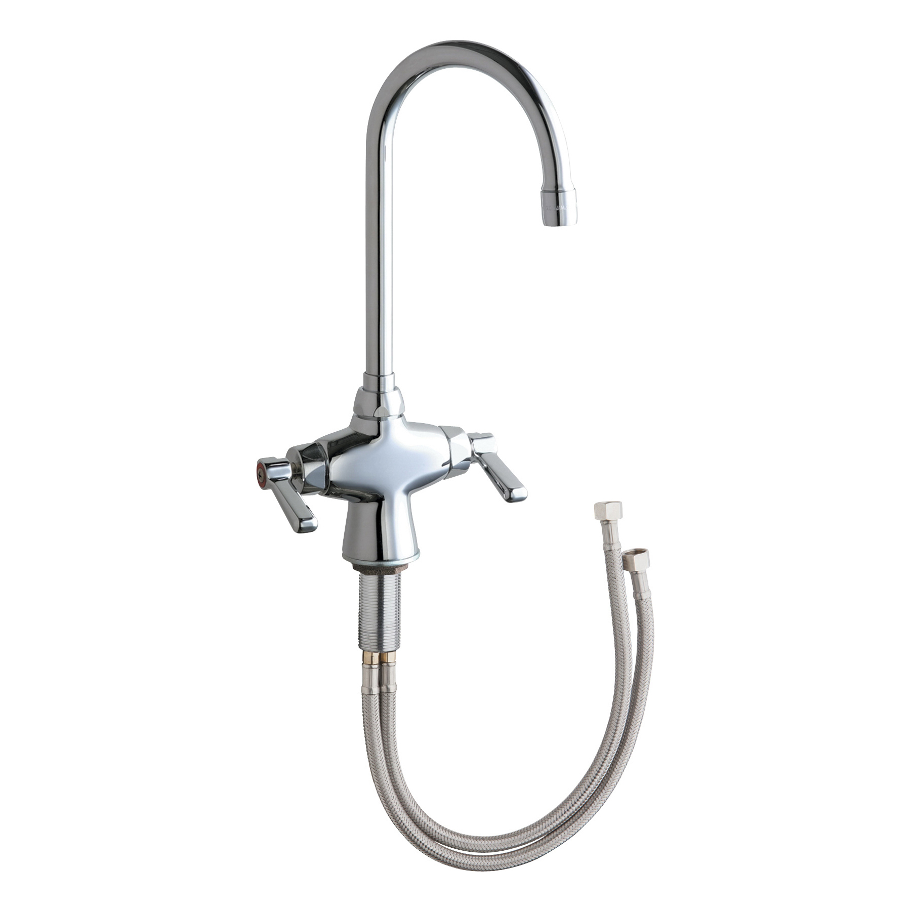 Chicago Faucet® 50-E35ABCP 50 Series Kitchen Sink Faucet, Commercial, 1.5 gpm Flow Rate, Gooseneck Spout, Polished Chrome, 2 Handles
