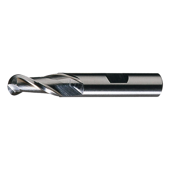 Cleveland® C39144 HD-2B Ball Nose Center Cutting Double End General Purpose End Mill, 3/16 in Dia Cutter, 7/16 in Length of Cut, 2 Flutes, 3/8 in Dia Shank, 3-1/4 in OAL, TiN Coated