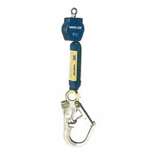product 3M DBI-SALA Fall Protection 3101216 Nano-Lok™ Series Self-Retracting Lifeline, With Anchor Hook-Web, 6 ft, 420 lbs Load Capacity, Blue, Polyester Line