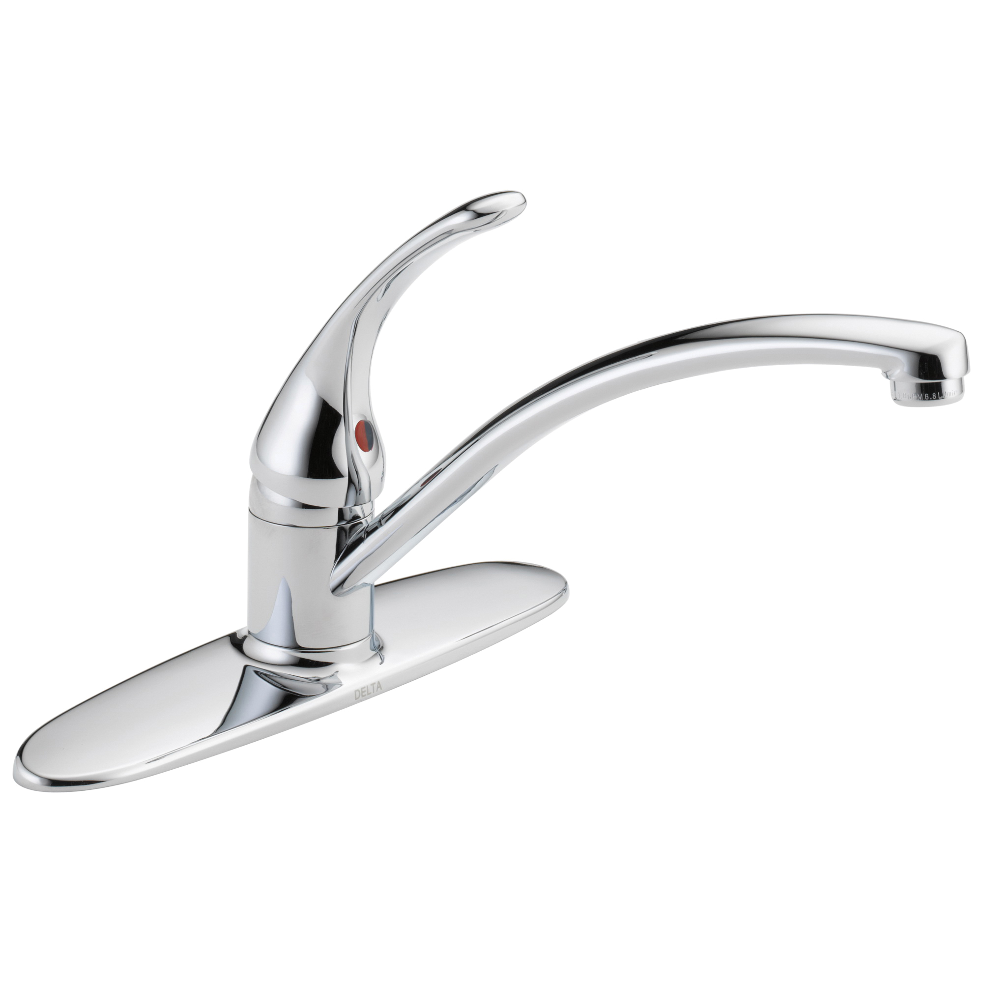 DELTA® B1310LF Foundations® Kitchen Faucet, 1.8 gpm Flow Rate, 8 in Center, Swivel Spout, Polished Chrome, 1 Handles, Import