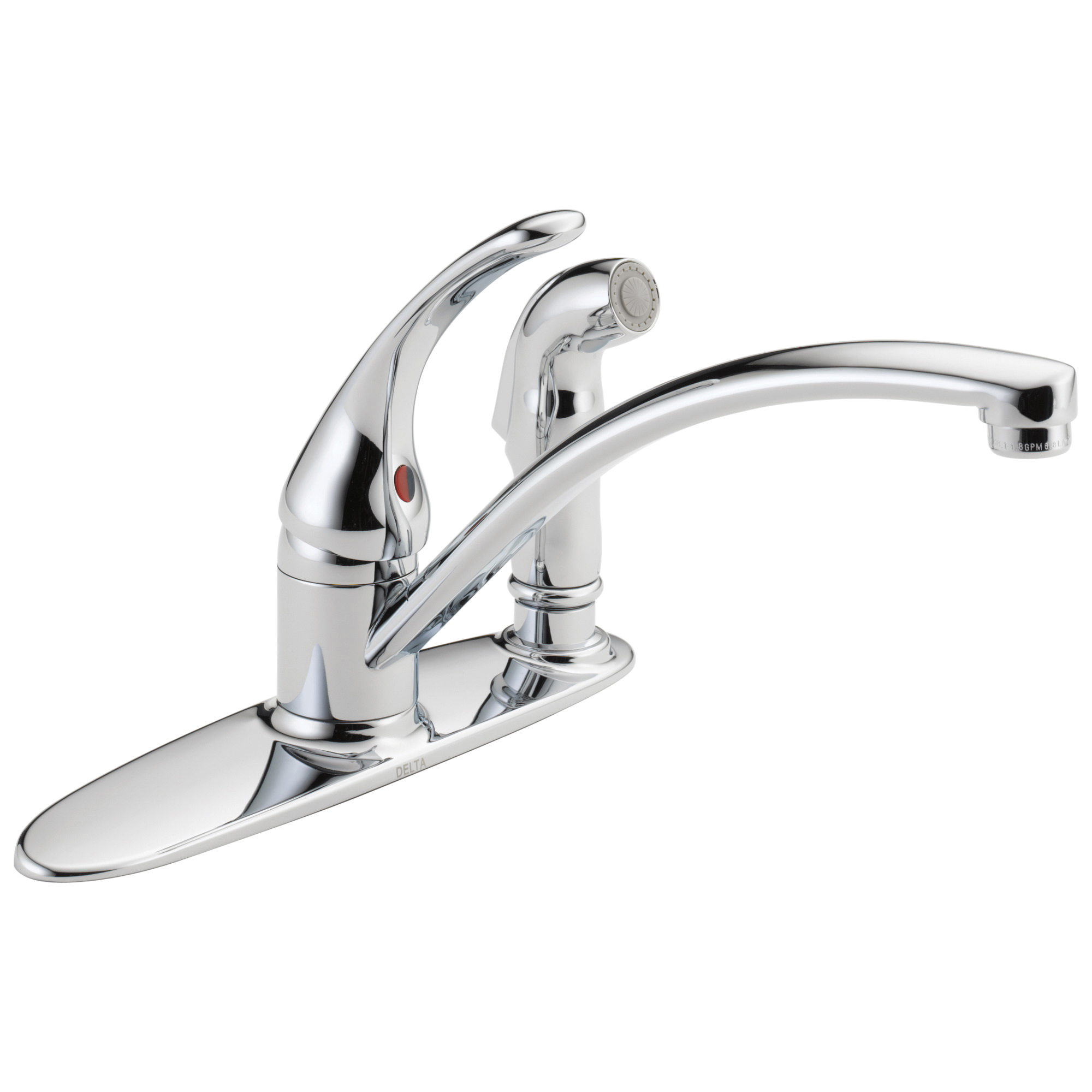 DELTA® B3310LF Kitchen Faucet, Foundations®, 1.8 gpm Flow Rate, 8 in Center, Swivel Spout, Polished Chrome, 1 Handles, Import