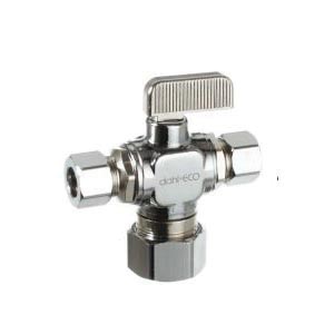 dahl dahal-Eco™ mini-ball™ 611-33-31-30 Angle Dual Outlet Valve, 5/8 x 3/8 x 1/4 in, OD Compression, Brass, Import