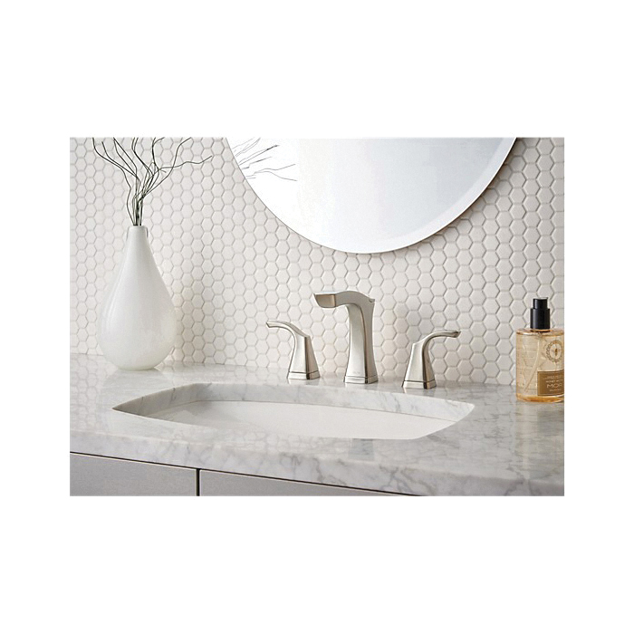 DELTA® 3552-SSMPU-DST Tesla® Widespread Lavatory Faucet, Commercial, 1.2 gpm Flow Rate, 5-3/16 in H Spout, 4 to 16 in Center, Stainless Steel, 2 Handles, Pop-Up Drain