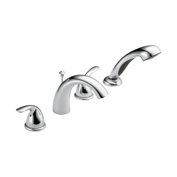DELTA® T4705 Roman Tub Trim With Hand Shower, Classic, 2 gpm Flow Rate, 8 to 16 in Center, 5-7/8 in Reach x 5-3/16 in H Spout, Domestic