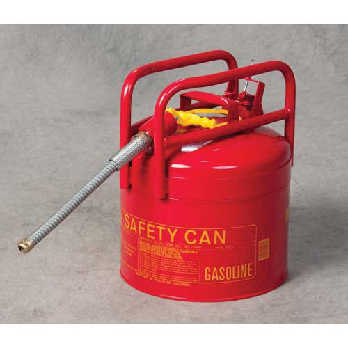 product Eagle Manufacturing UI10FS Type I Safety Can With F-15 HDPE Yellow Funnel, 1 gal Capacity, 9 in Dia x 8 in H, Hot Dipped Galvanized Steel, Red