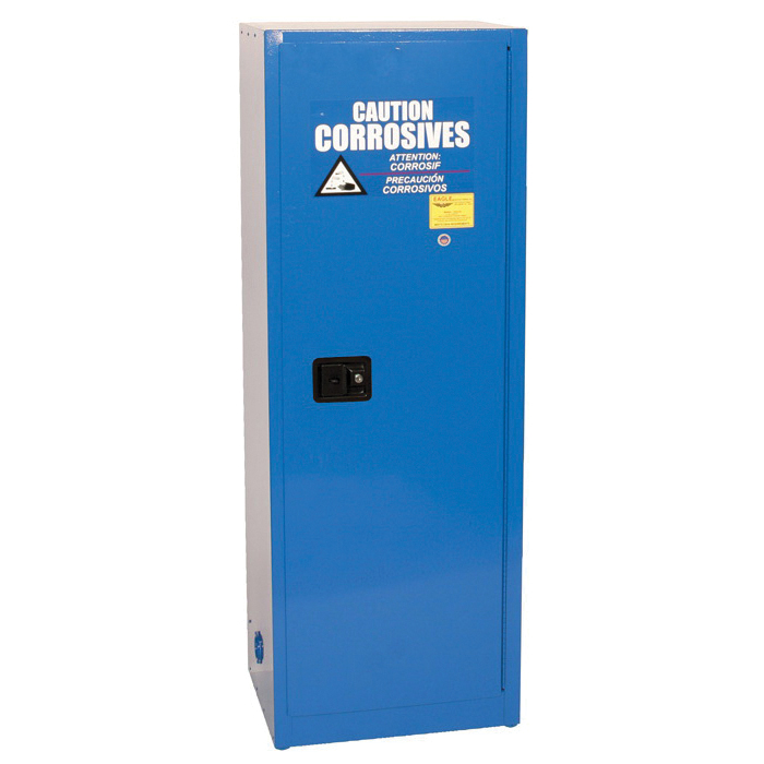 product Justrite&reg; 899022 Sure-Grip&reg; EX Classic Corrosive Safety Cabinet, 90 gal Capacity, 65 in H x 43 in W x 34 in D, Self-Close Door, 2 Doors, 2 Shelves, 18 ga Cold Rolled Steel, Blue