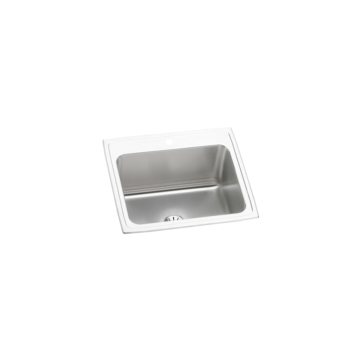 Elkay® DLR252210PD2 Lustertone™ Classic Traditional Kitchen Sink, Rectangle Shape, 21 in L x 15-3/4 in W Bowl x 10 in D Bowl, 2 Faucet Holes, 25 in L x 22 in W x 10-3/8 in H, 304 Stainless Steel