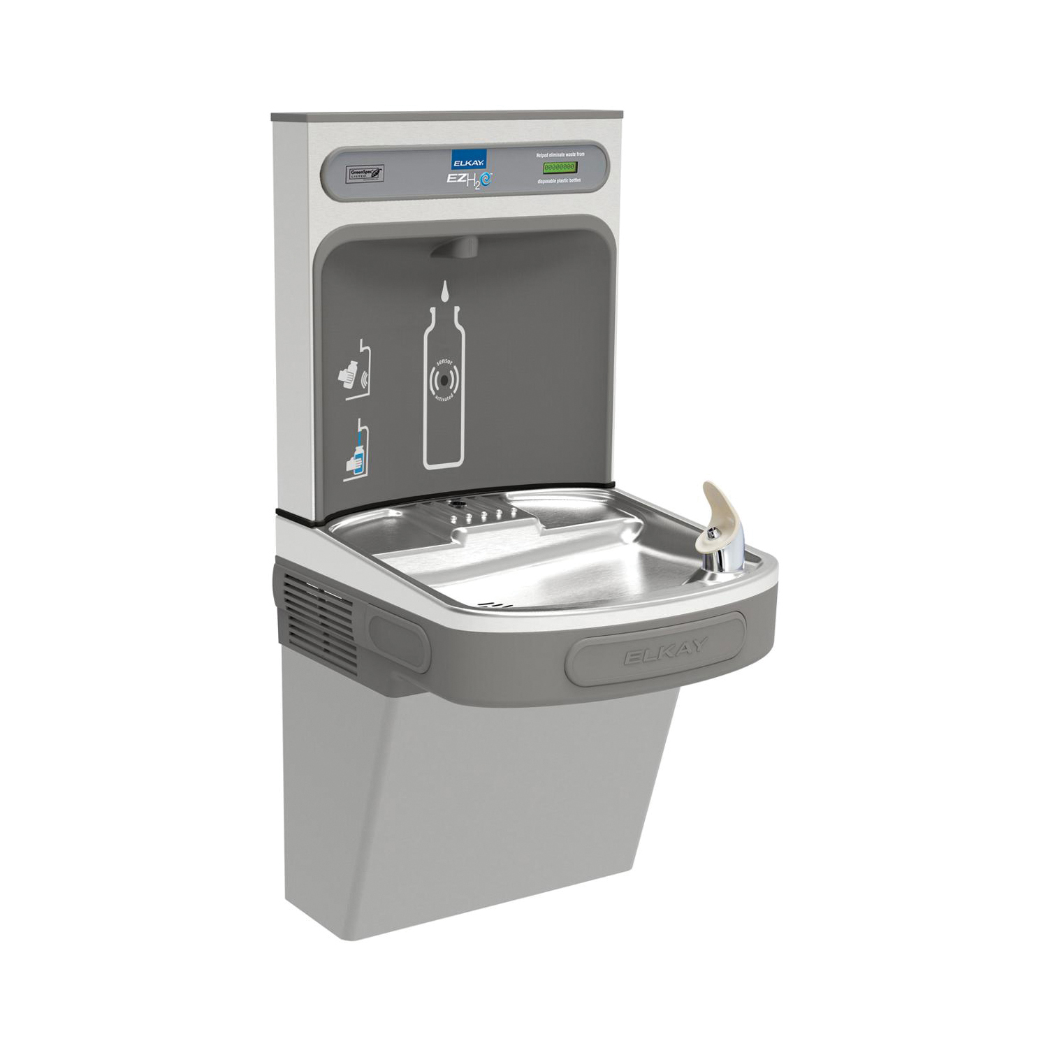 Elkay® EZS8WSLK Non-Filtered Bottle Filling Station and Cooler, 1.1 gpm, Sensor Operation, Refrigerated Chilling, Domestic