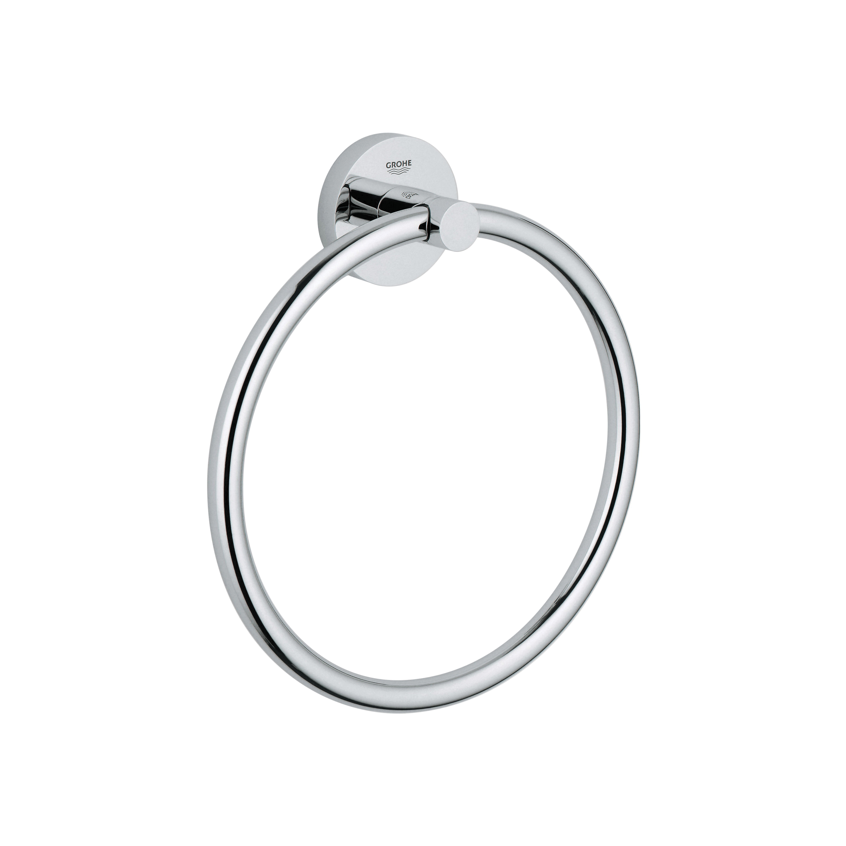 GROHE 40365001 Towel Ring, Essentials, 7-1/16 in Ring, 1-3/4 in OAD x 7-7/8 in OAH, Metal, StarLight® Polished Chrome, Import