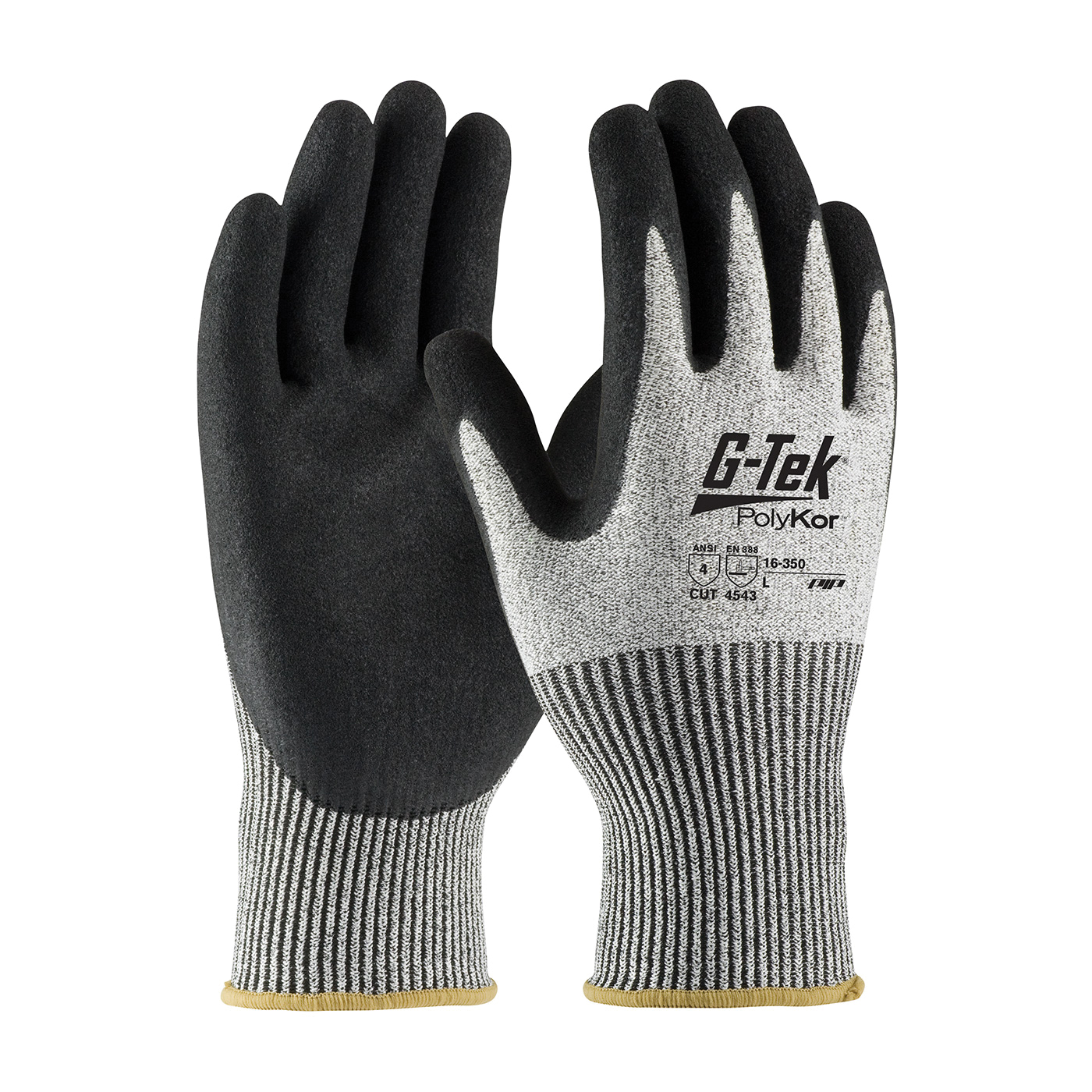G-Tek® 09-K300LP/M Cut Resistant Gloves, M, Bright Coating, Cowhide Leather/Kevlar®, Knit Wrist Cuff, Resists: Abrasion, Cut and Puncture