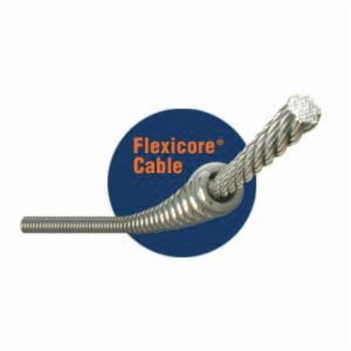 General Pipe Cleaners Flexicore® 25HE1 Replacement Cable With EL Basin Plug Head, 1/4 in Dia, For Use With Super-Vee and Power-Vee Drain Cleaner
