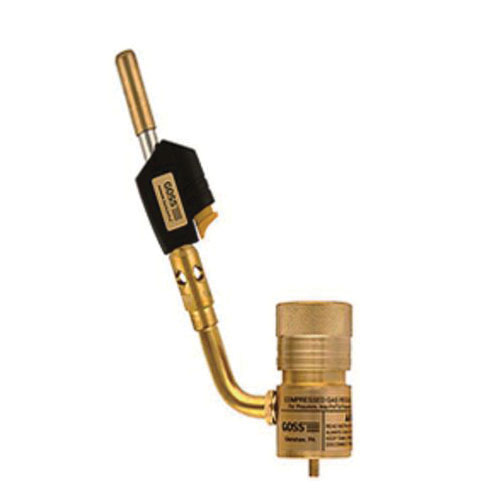 Goss® SwitchFire™ GHT-100L Standard Hand Torch With GHT-TL Piezo Lighter Tip, For Use With KP-26 Side Winder Kit With Stand, Brass