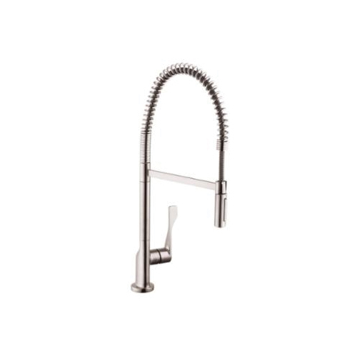 AXOR 39840801 Citterio Semi-Pro Kitchen Faucet, 1.75 gpm Flow Rate, Steel Optik, 1 Handles, 1 Faucet Holes, Function: Traditional, Residential