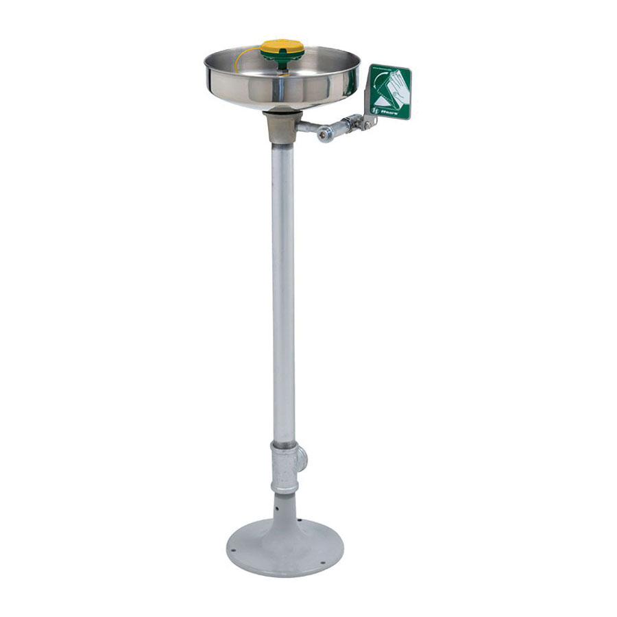 Haws® AXION® MSR 7361-7461 Eye/Face Wash With Stainless Steel Bowl, Pedestal Mounting, Push Handle Operation, Specifications Met: ANSI Z358.1