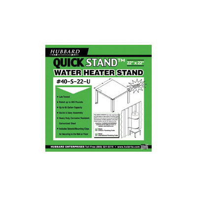 Holdrite® QUICKSTAND™ 40-S-22-U Unassembled Water Heater Stand, 22 in L x 22 in W, For Use With: 52 gal Water Heater, Cold Rolled Steel, Domestic