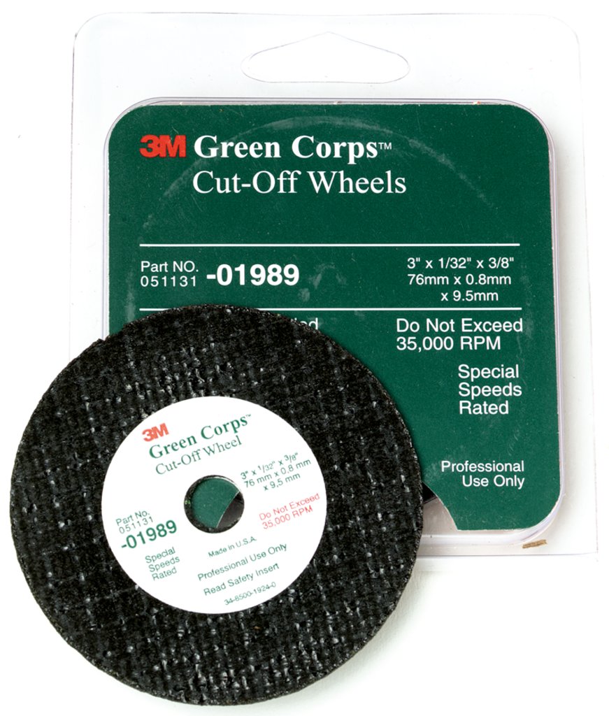 Green Corps™ 01985 Straight Cut-Off Wheel, 3 in Dia x 1/32 in THK, 3/8 in Center Hole, Ceramic Abrasive