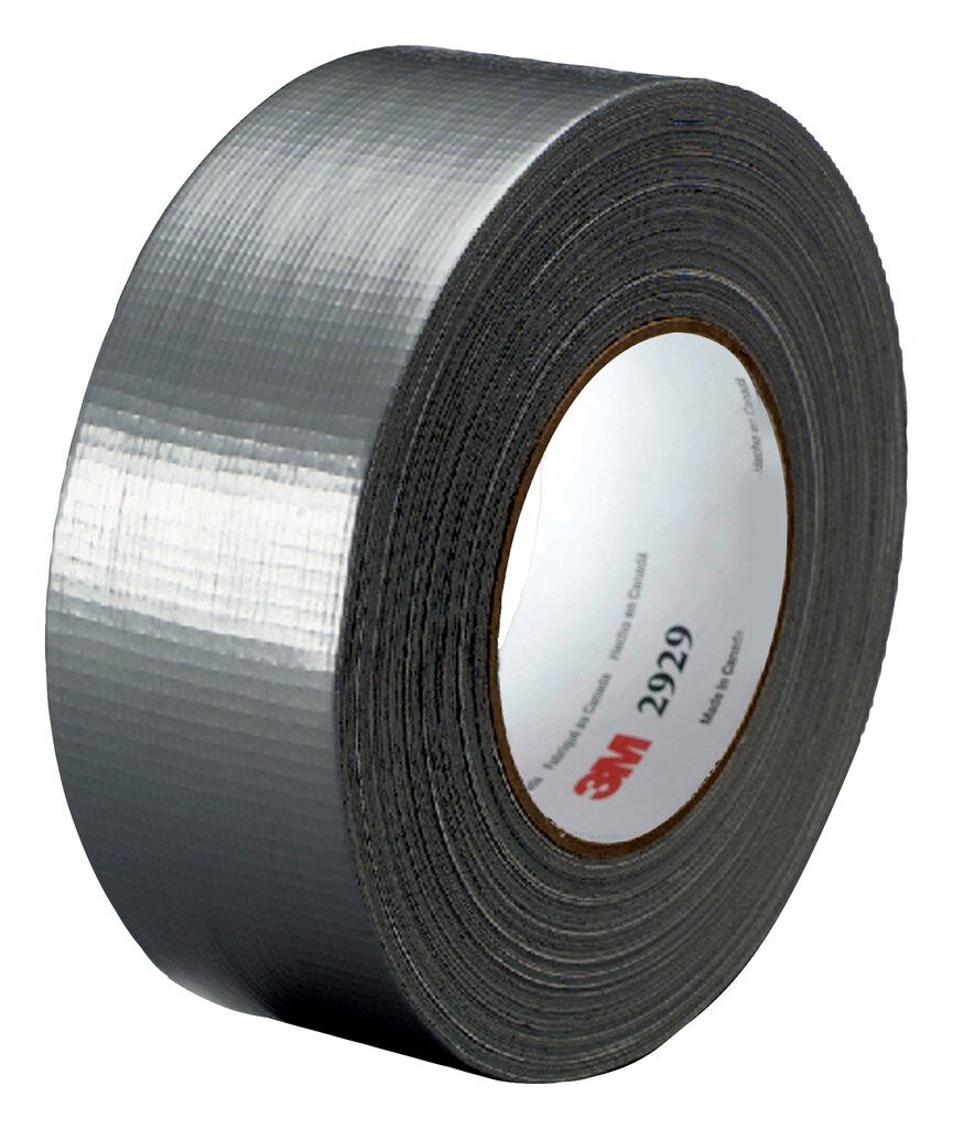 3M™ 2929 Duct Tape, 45 m L x 1.88 in W, 0.14 mm THK, Rubber Adhesive,  Polyethylene Over Cloth Scrim/Rubber Backing, Silver