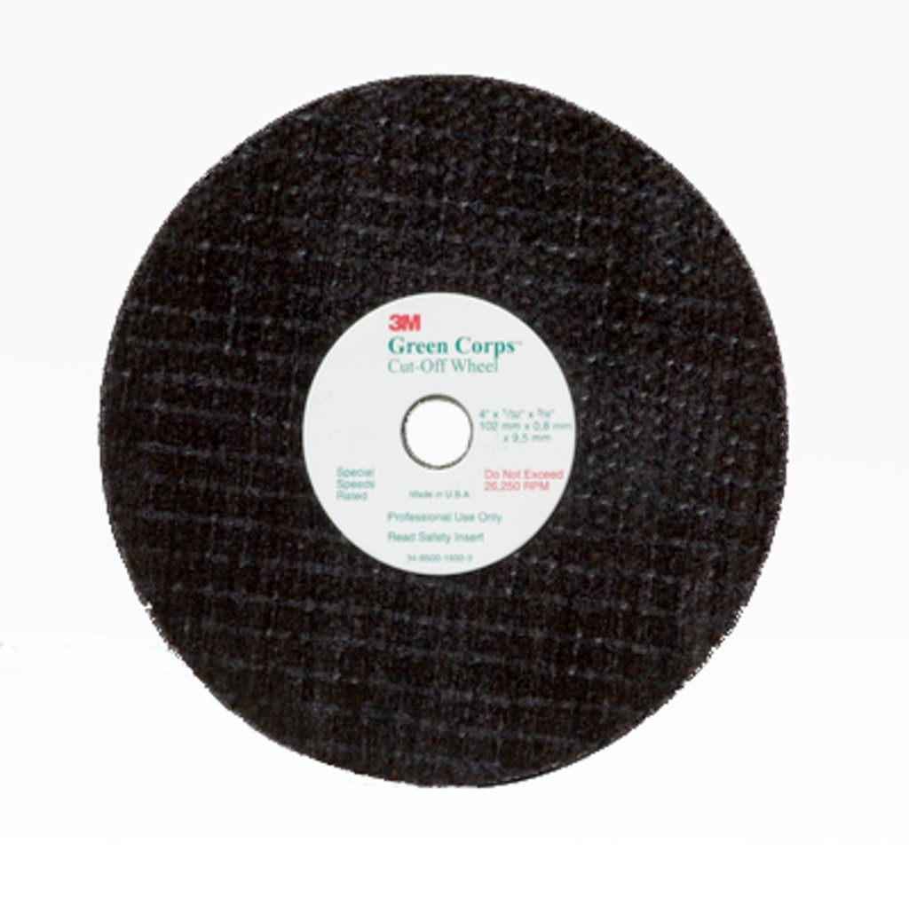 Green Corps™ 051131-01989 Straight Cut-Off Wheel, 3 in Dia x 1/32 in THK, 3/8 in Center Hole, Ceramic Abrasive