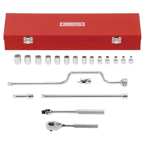 product Proto® TorquePlus™ J07500-10 Socket Set, ASME B107.2, 6 Points, 3/4 in Drive, 10 Pieces, Included Socket Size: 3/4 to 1-5/16 in