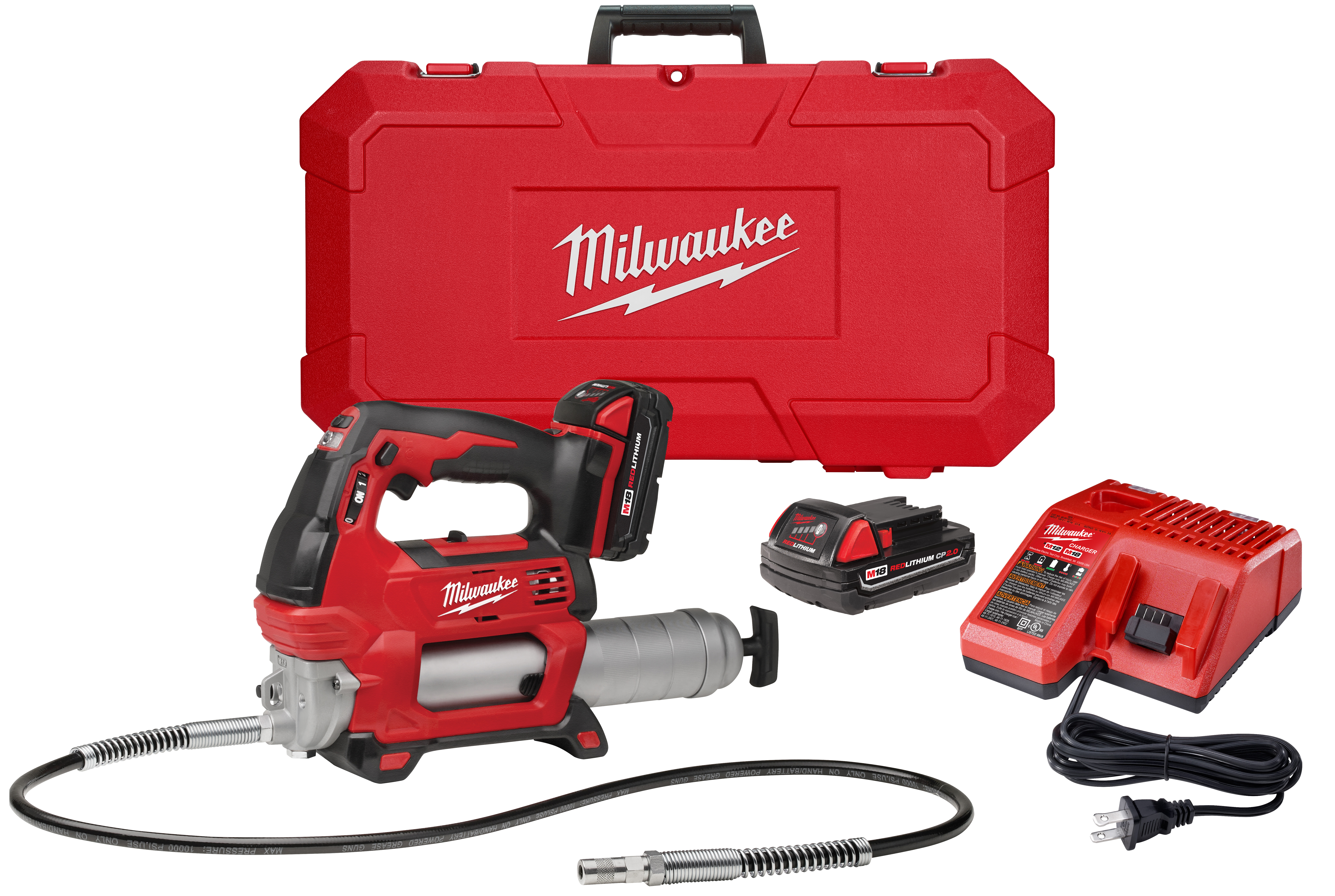 Milwaukee® M18™ 2646-21CT 2-Speed Cordless Grease Gun Kit, 14.5 oz Cartridge, 10000 psi Operating
