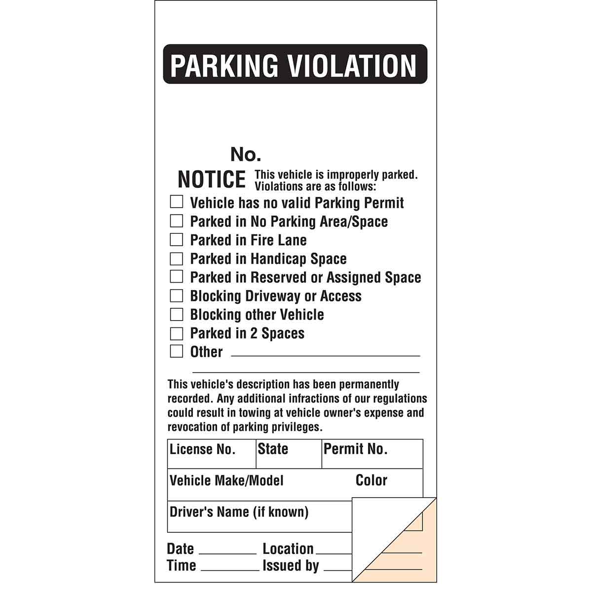 parking violation template