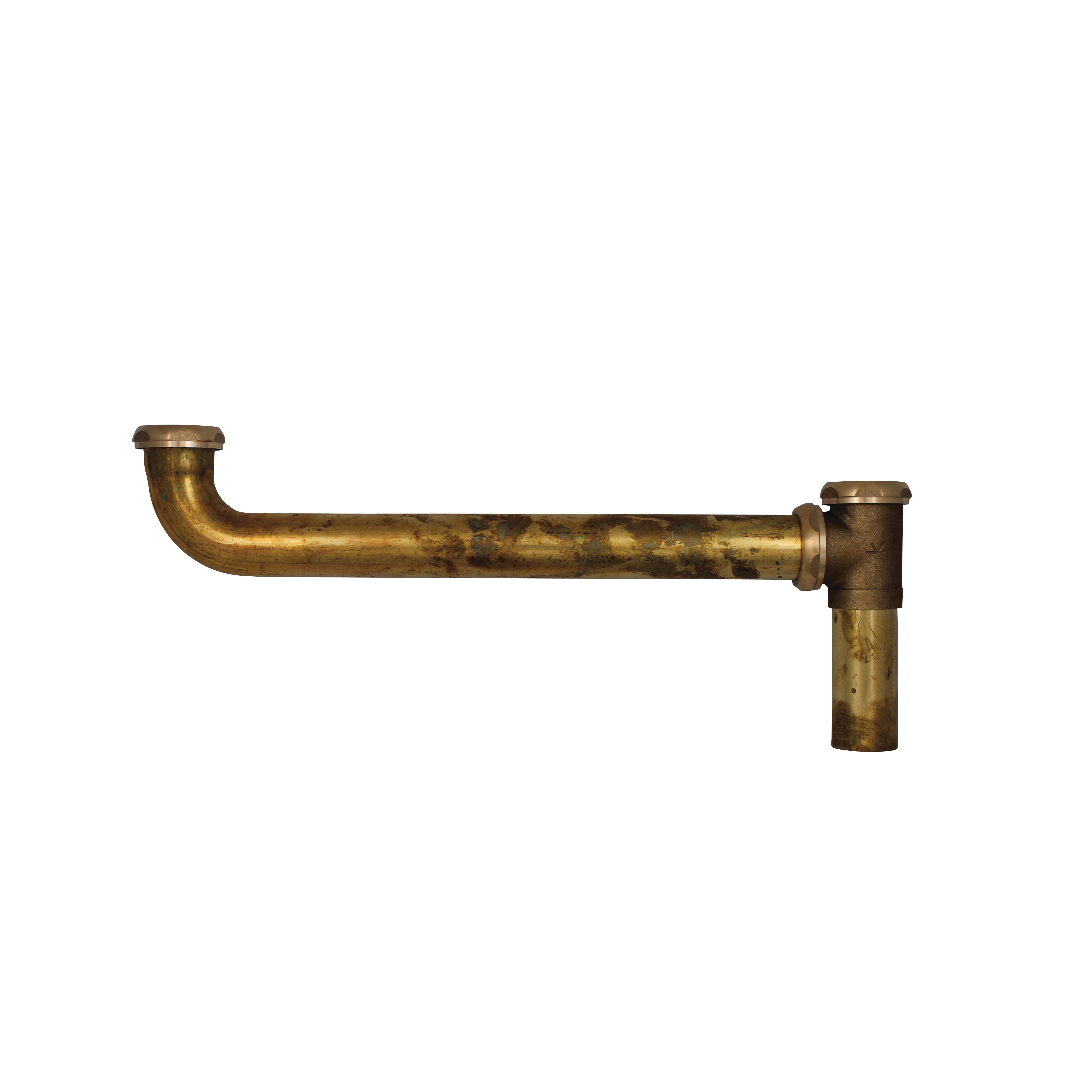 Keeney 4817RB Continuous Waste End Outlet Drain With Brass Nuts and Baffle Tee, 1-1/2 in Nominal, 20 ga, Brass, Rough Brass