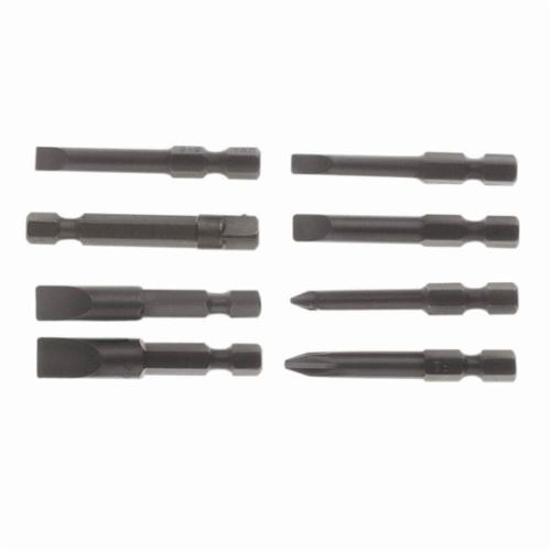 Milwaukee® 48-22-2110 11-in-1 Replacement Bit Set, Phillips®/Slotted/Square Point, #1, #2, 3/16 in, 1/4 in Point, 4 Pieces, Steel