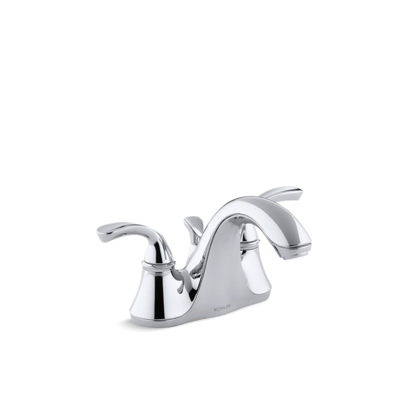 Kohler® 10270-4-CP Forte® Centerset Bathroom Sink Faucet, Polished Chrome, 2 Handles, Metal Pop-Up Drain, 1.2 gpm Flow Rate